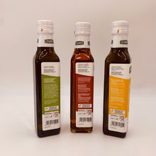 Lade das Bild in den Galerie-Viewer, 3-er Set Olivenöl Levante Al Gusto di basilico, chili, limone - extra vergine di olivia