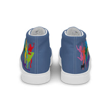 Lade das Bild in den Galerie-Viewer, Was ist los... Men’s high top canvas shoes Bleu