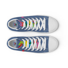 Lade das Bild in den Galerie-Viewer, Was ist los... Men’s high top canvas shoes Bleu