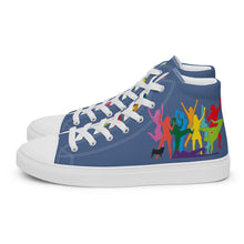 Lade das Bild in den Galerie-Viewer, Was ist los... Men’s high top canvas shoes Bleu