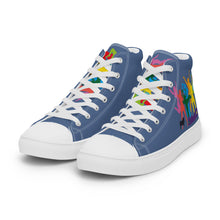 Lade das Bild in den Galerie-Viewer, Was ist los... Men’s high top canvas shoes Bleu