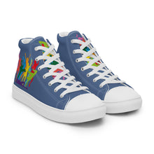 Lade das Bild in den Galerie-Viewer, Was ist los... Men’s high top canvas shoes Bleu