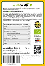 Lade das Bild in den Galerie-Viewer, BIO Brat &amp; Salat Öl (High Oleic), 100% Sonnenblumen Kerne, bis 180°C erhitzbar, Pommes Öl - CatCup (STANDARD, 5 Liter)
