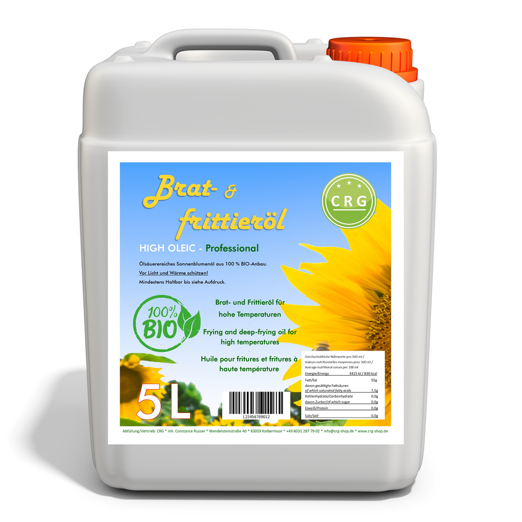 CRG-Sonnenblumenl - High Oleic- 100% BIO ideal zum Braten und Frittie CRG-Shop CRG-Sonnenblumenl - High Oleic- 100% BIO ideal zum Braten und Frittie CRG-Shop
