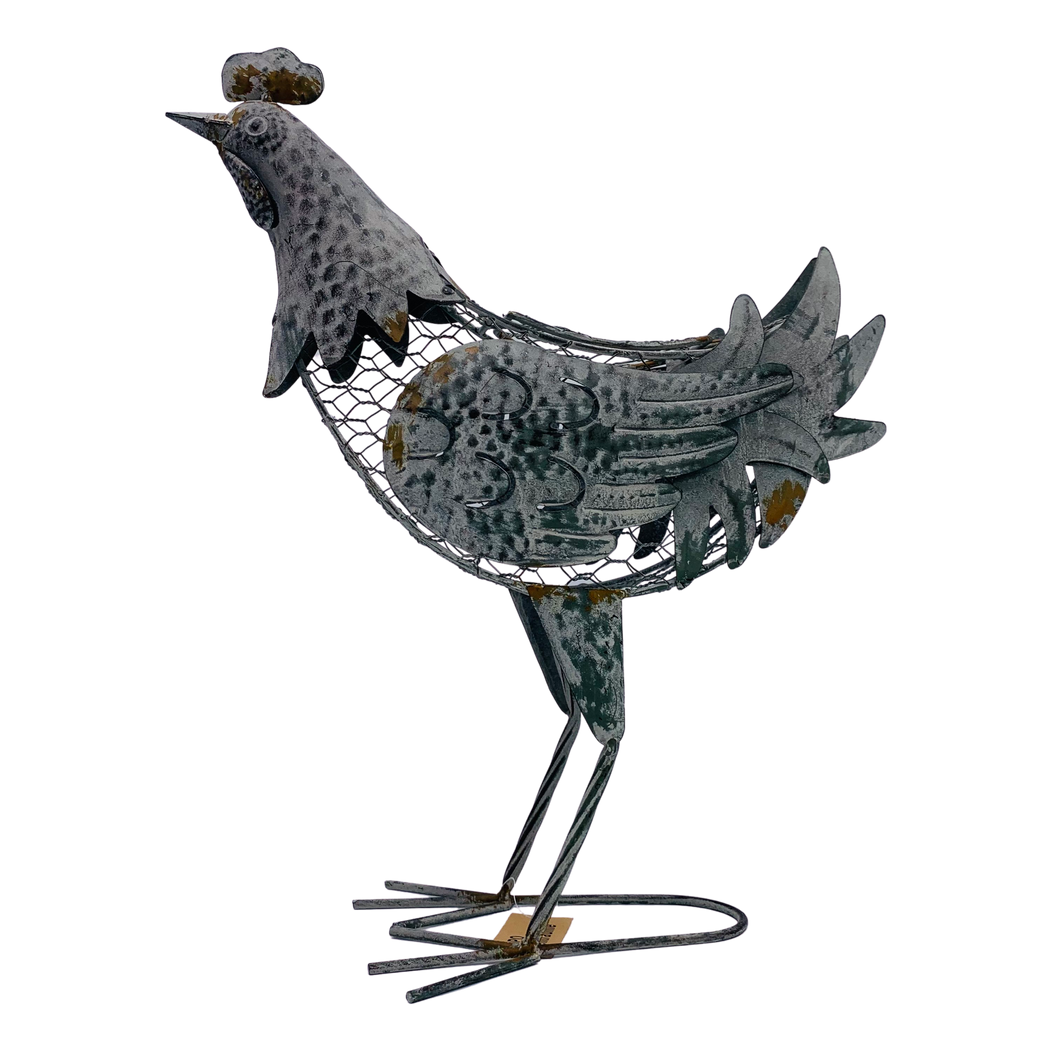 Huhn aus Blech und Drahtgeflecht zum Befüllen Höhe 42cm