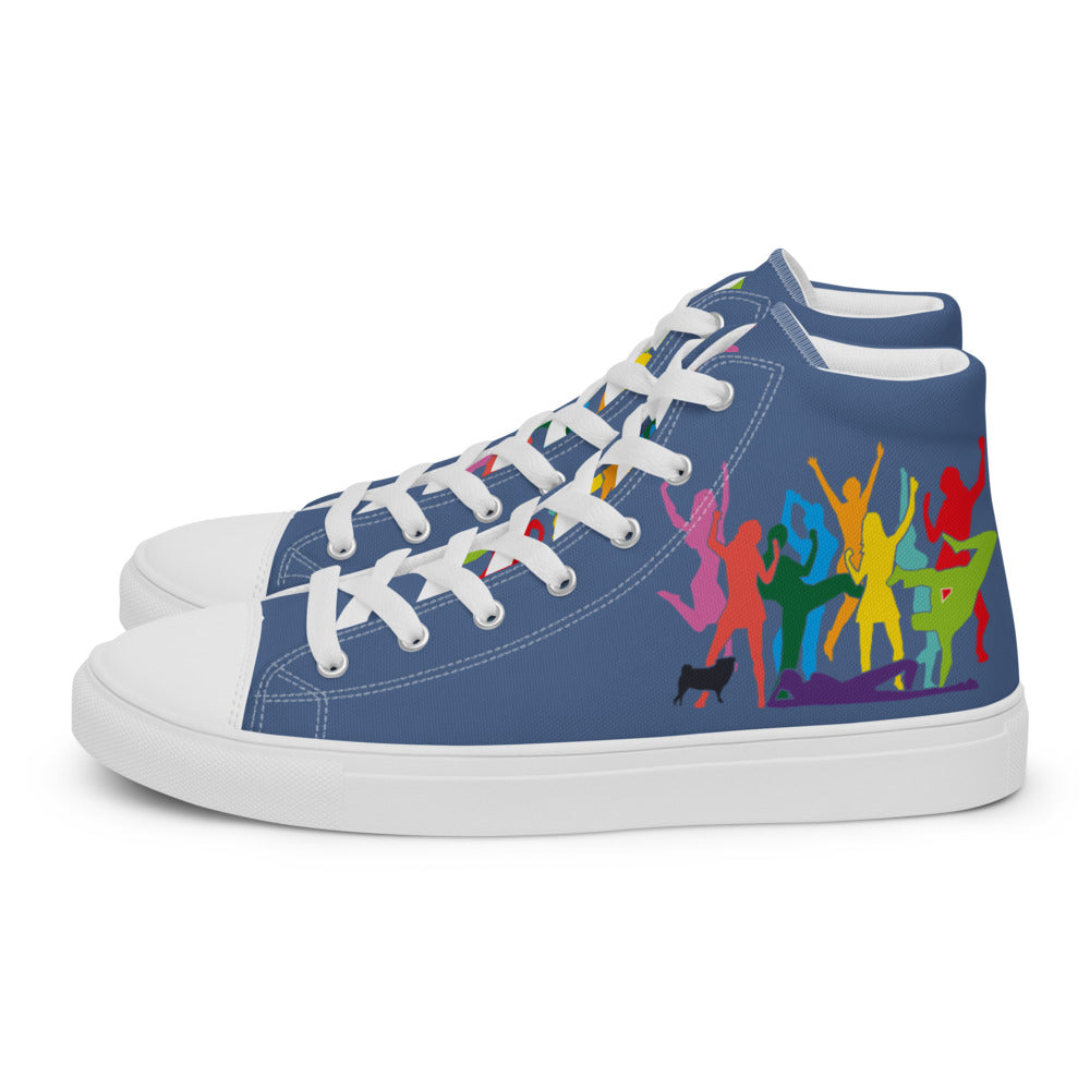 Was ist los... Men’s high top canvas shoes Bleu